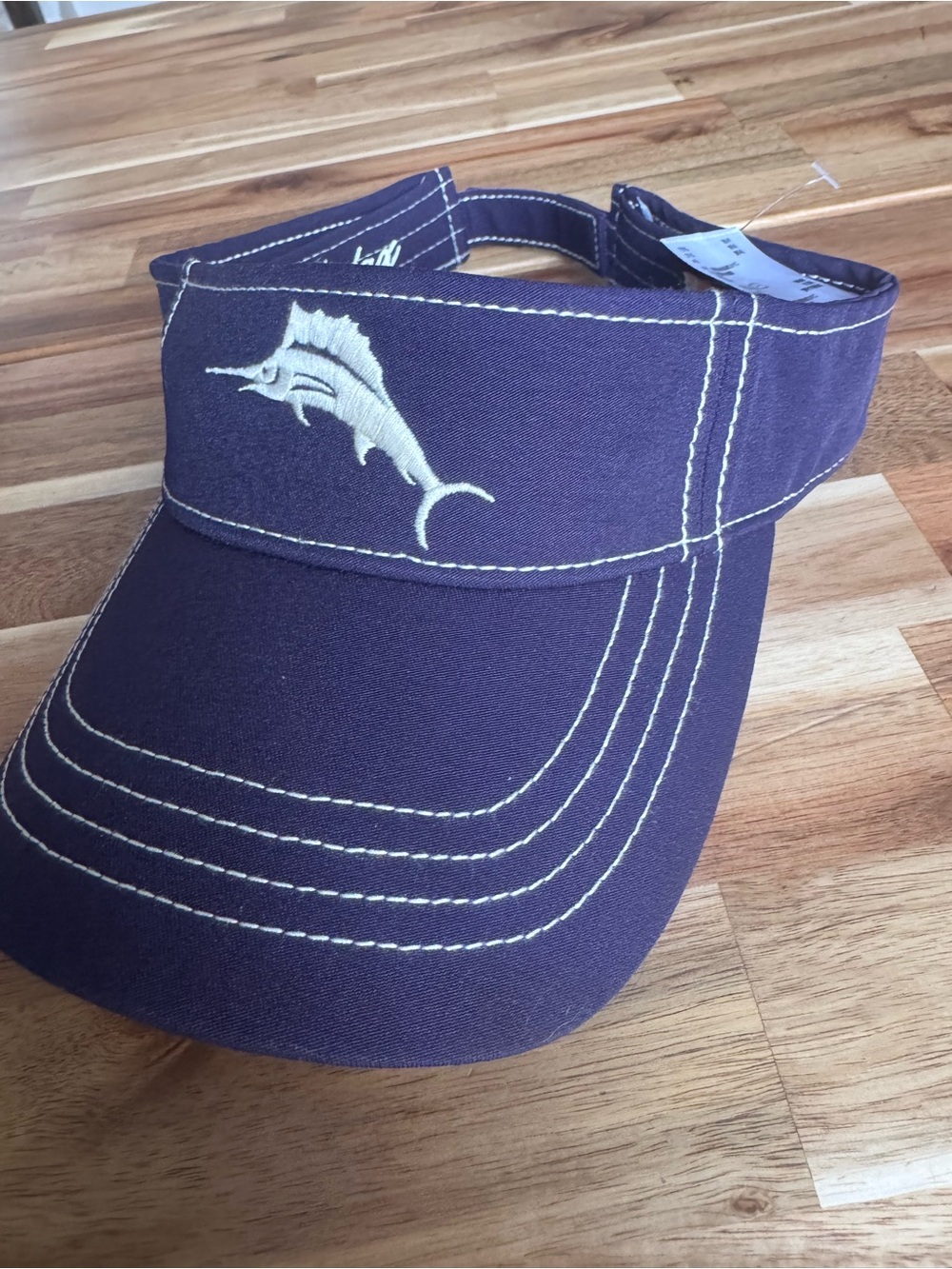 Tommy Bahama Purple Visor with White Marlin Embroidery